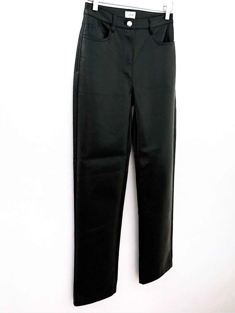 NWT Aritzia Wilfred Faux Leather Pants Melina High Waist Black Minimalist Size 2 - Picture 4 of 11